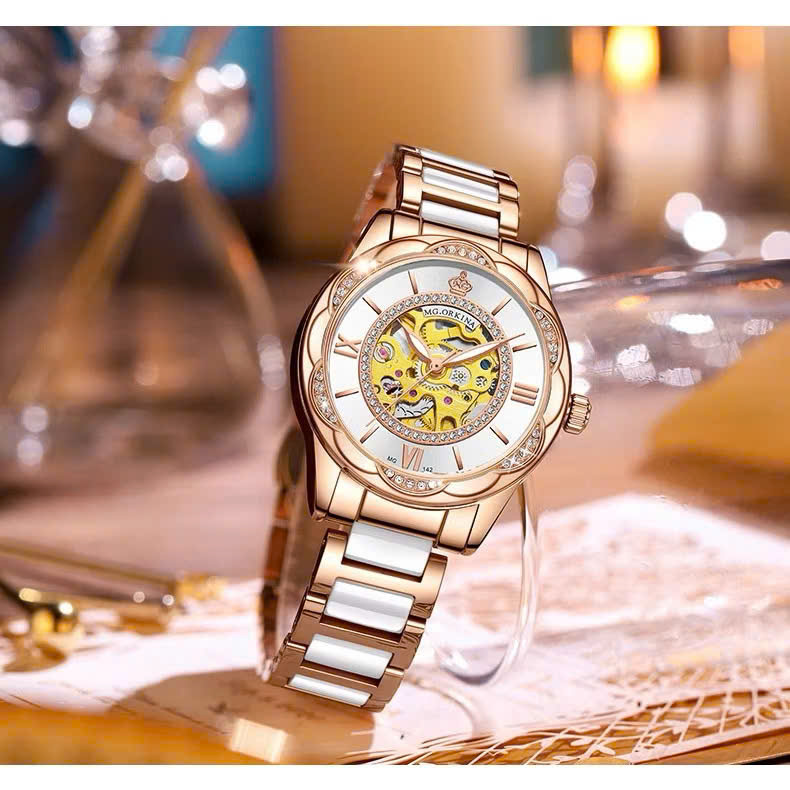 M3 - Đồng Hồ Cơ Tự Động Nữ Mg.orkina MG129 Cao Cấp Chống Nước độ sâu 30m mẫu mới nhất
